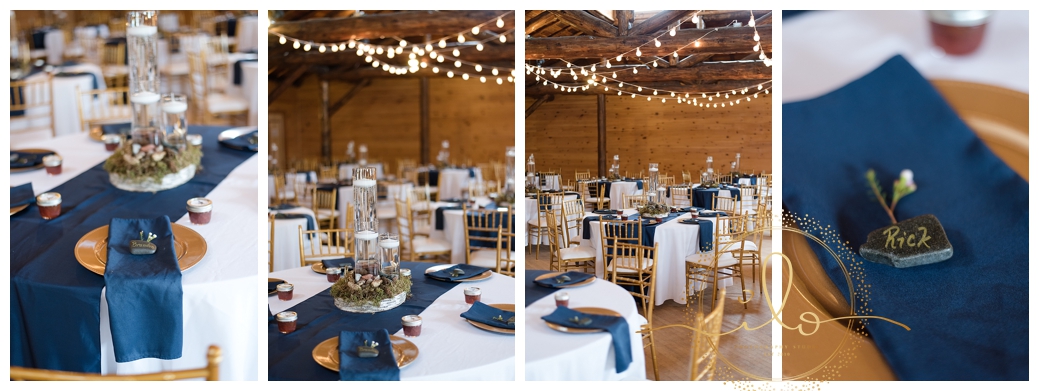 navy and gold rustic wedding